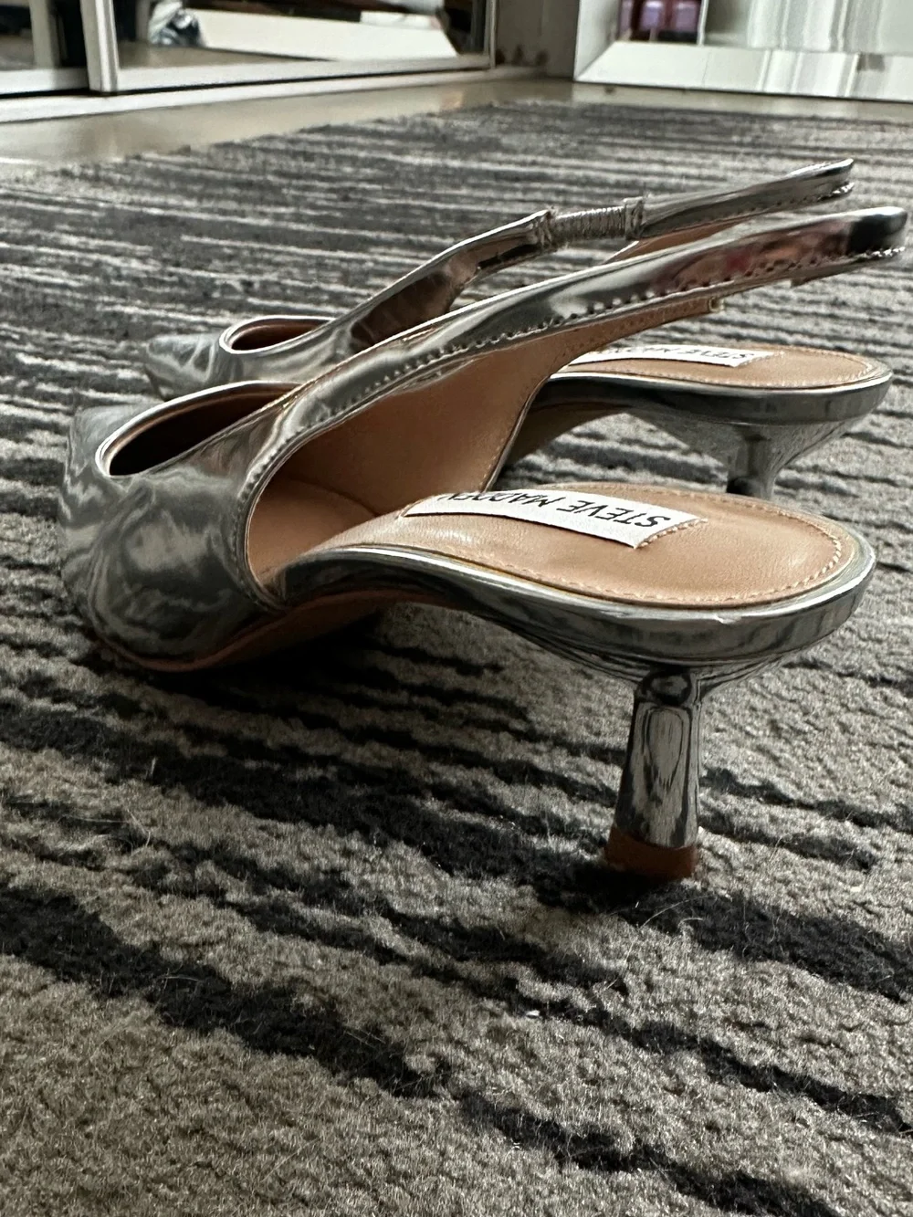 Nordstrom Steve Madden Silver Pointed-Toe Slingback Heels